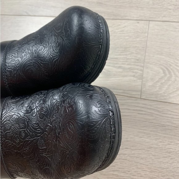 DANSKO Black LT PRO Nursing Clog Shoes Floral Tooled - Picture 4 of 11